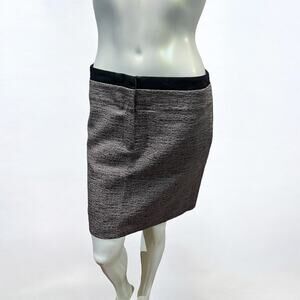 Ann Taylor LOFT Textured Brown Black Waistband Pencil Skirt Office Wear Size 6